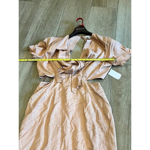 NWOT REISS IONA TIE WAIST BODYCON MIDI BLUSH DRESS SIZE 12 - Picture 8 of 10